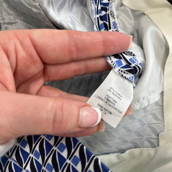 J. Crew Blue Print Campbell Cropped Trouser Pants Size 10 - Picture 3 of 5